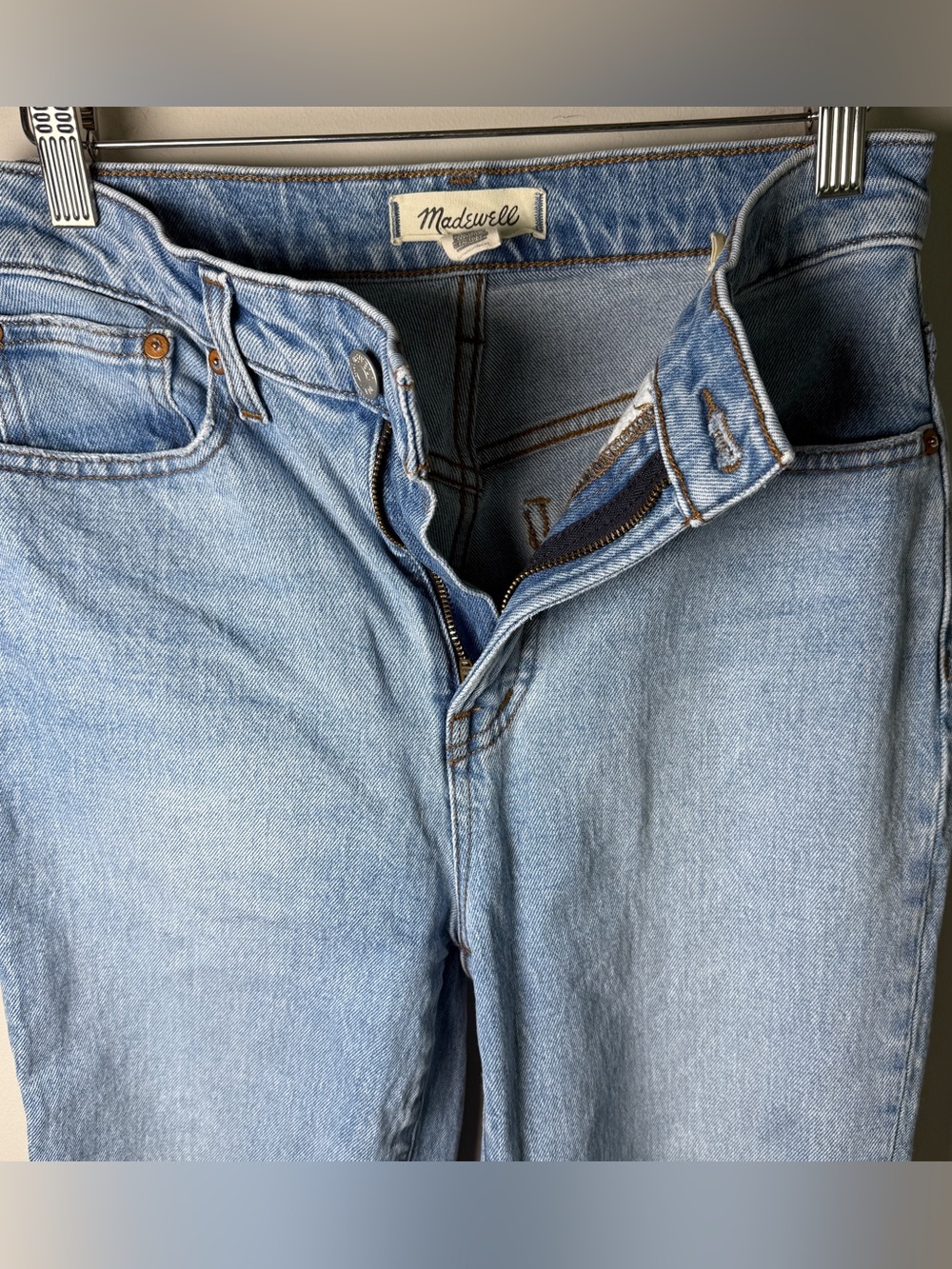 Madewell Perfect Vintage Jean Distressed Raw Hem Light Wash mom jean straight 26 - Picture 3 of 12